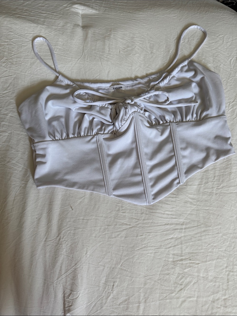 Garage White Corset-Style Crop Top